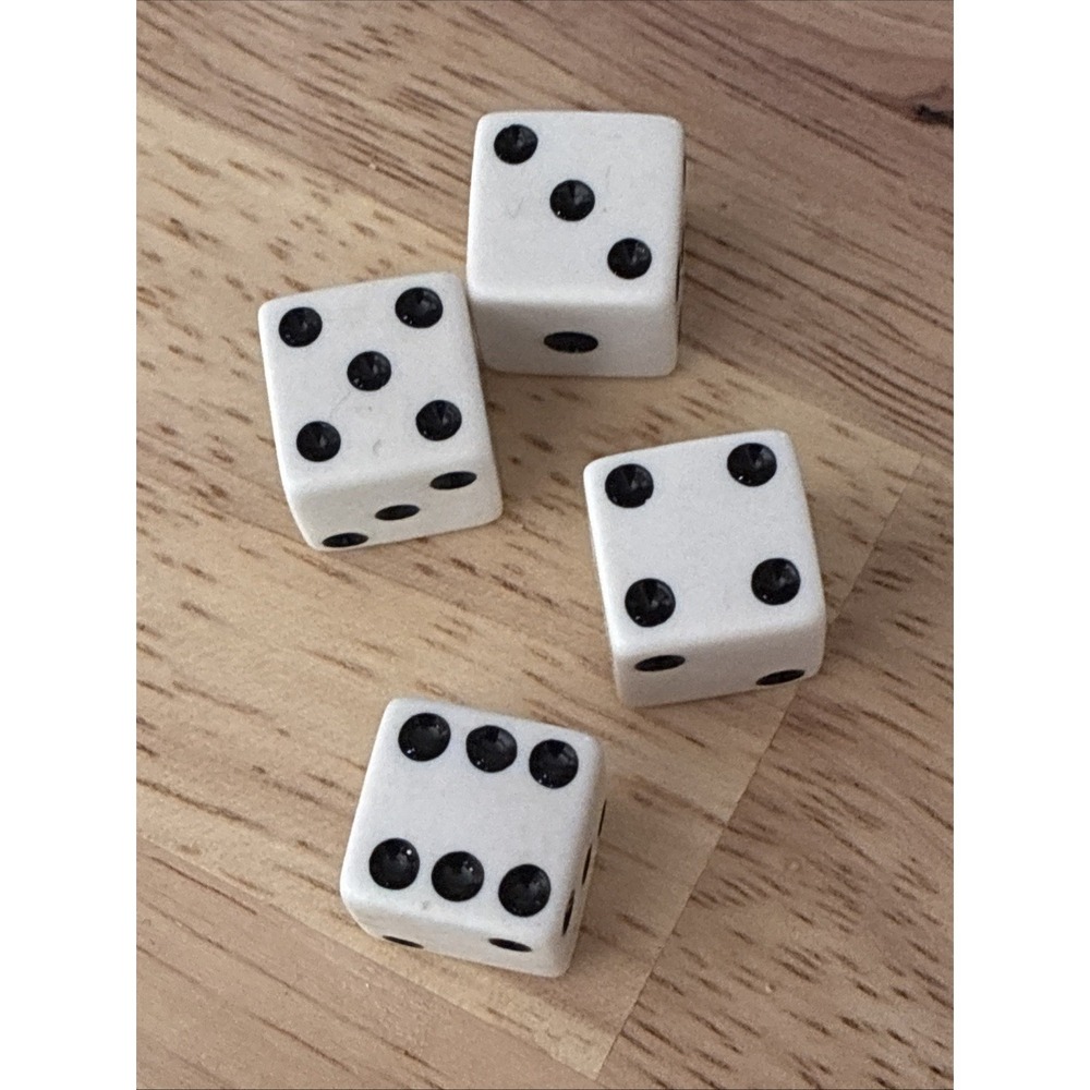 Lot Of 4 Vintage White Dice